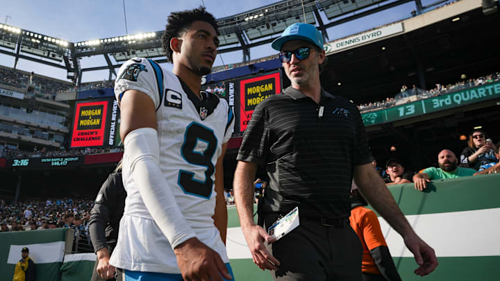 Carolina Panthers quarterback Bryce Young (9) walks out of MetLife Stadium during a game against the New York Jets, Oct 19, 2025, East Rutherford, NJ, USA. Carolina Panthers quarterback Bryce Young (9) walks out of MetLife Stadium during a game against the New York Jets, Oct 19, 2025, East Rutherford, NJ, USA.