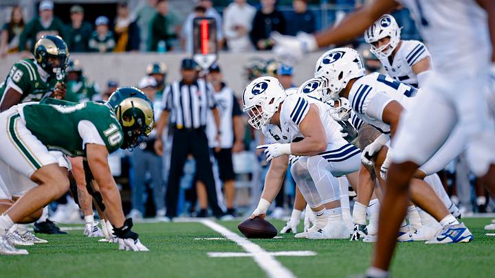 BYU offensive line against Colorado StateBYU Football BYU offensive line against Colorado StateBYU Football