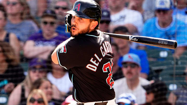 Arizona Diamondbacks' Adrian Del Castillo hits a double against the Kansas City Royals in the second inning during a spring training game at Salt River Fields at Talking Stick on Feb. 28, 2025, in Scottsdale. Arizona Diamondbacks' Adrian Del Castillo hits a double against the Kansas City Royals in the second inning during a spring training game at Salt River Fields at Talking Stick on Feb. 28, 2025, in Scottsdale.