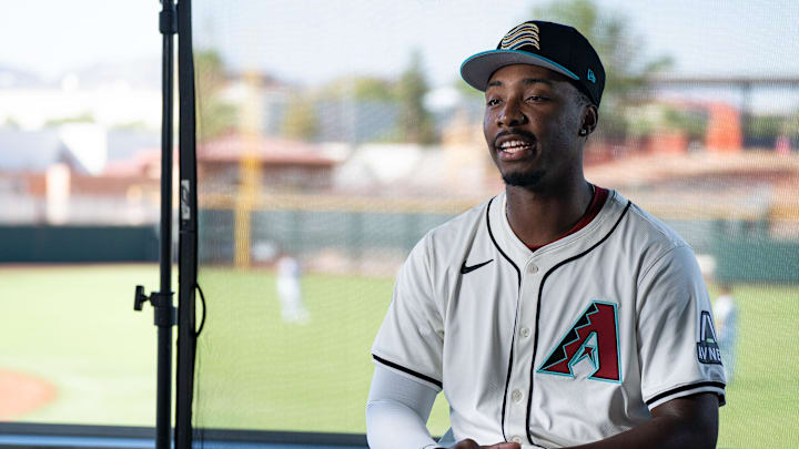 Gino Groover gives an interview during the Arizona Fall League media day at Scottsdale Stadium on Oct. 4, 2024, in Scottsdale, Arizona. Gino Groover gives an interview during the Arizona Fall League media day at Scottsdale Stadium on Oct. 4, 2024, in Scottsdale, Arizona.