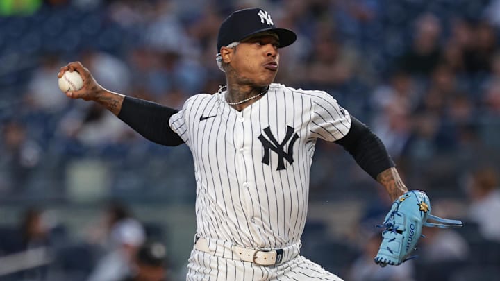 Sep 10, 2024; Bronx, New York, USA; New York Yankees starting pitcher Marcus Stroman (0) delivers a pitch during the first inning against the Kansas City Royals at Yankee Stadium. Mandatory Credit: Vincent Carchietta-Imagn Images Sep 10, 2024; Bronx, New York, USA; New York Yankees starting pitcher Marcus Stroman (0) delivers a pitch during the first inning against the Kansas City Royals at Yankee Stadium. Mandatory Credit: Vincent Carchietta-Imagn Images
