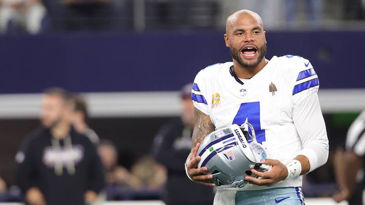 Dallas Cowboys quarterback Dak Prescott warms up before a game at AT&T Stadium. Dallas Cowboys quarterback Dak Prescott warms up before a game at AT&T Stadium.