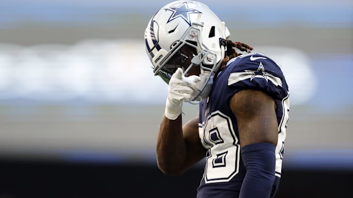 Dallas Cowboys wide receiver CeeDee Lamb reacts after getting a first down against the Chicago Bears.