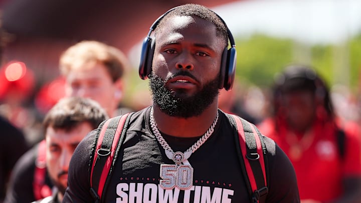 Louisville Cardinals defensive lineman Clev Lubin (50) heads to the locker room before playing Eastern Kentucky University on August 30, 2025 at L&N Credit Union Stadium.