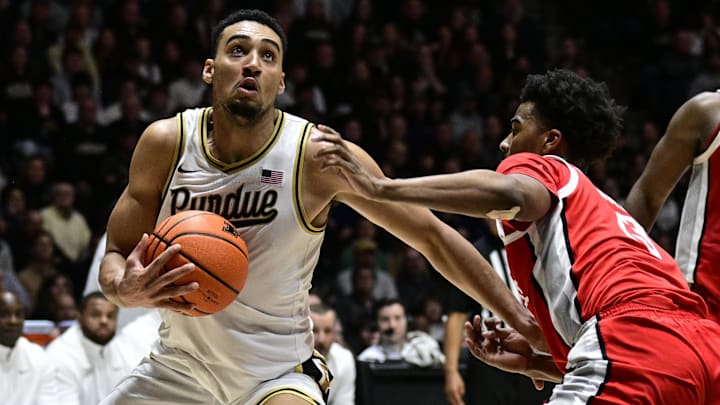 Purdue Boilermakers forward Trey Kaufman-Renn (4) looks at the basket. Purdue Boilermakers forward Trey Kaufman-Renn (4) looks at the basket.