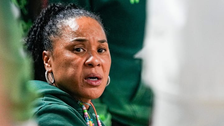The South Carolina Gamecocks compete against the Iowa State Cyclones in a Fort Myers Tip-Off Island Division game at Suncoast Credit Union Arena in Fort Myers, Fla., on Thursday, Nov. 28, 2024. South Carolina won 76-36.