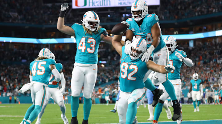 Miami Dolphins Christian Wilkins, Zach Sieler, Andrew Van Ginkel