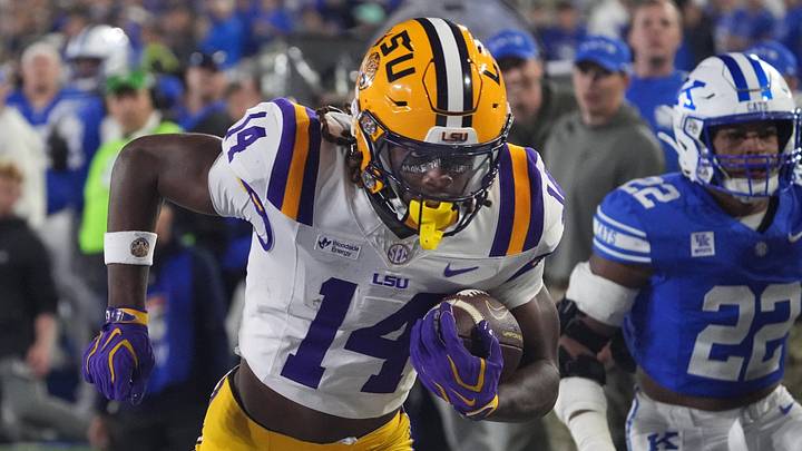 LSU’s Roman Mothershed grabs the catch and runs it in for a score against Kentucky’s Grant Godfrey at Kroger Field Saturday evening.
Oct. 10, 2026 LSU’s Roman Mothershed grabs the catch and runs it in for a score against Kentucky’s Grant Godfrey at Kroger Field Saturday evening.
Oct. 10, 2026