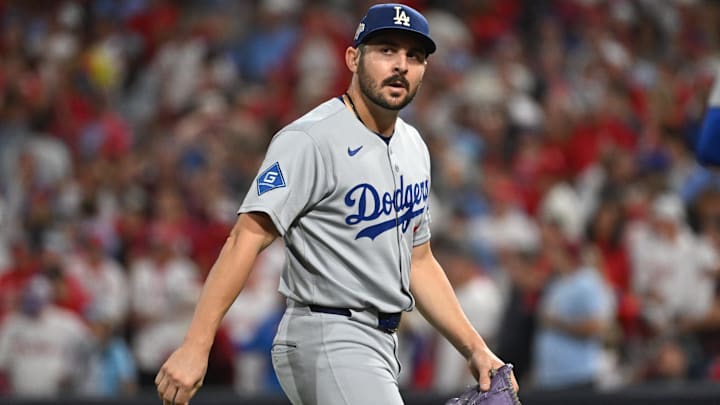 Los Angeles Dodgers pitcher Alex Vesia (51) reacts in the eighth inning against the Philadelphia Phillies during game one of the NLDS round for the 2025 MLB playoffs. Los Angeles Dodgers pitcher Alex Vesia (51) reacts in the eighth inning against the Philadelphia Phillies during game one of the NLDS round for the 2025 MLB playoffs.