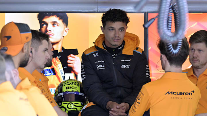 Jun 7, 2024; Montreal, Quebec, CAN; McLaren driver driver Lando Norris (GBR) in the pit lane during the practice session at Circuit Gilles Villeneuve. Mandatory Credit: Eric Bolte-USA TODAY Sports Jun 7, 2024; Montreal, Quebec, CAN; McLaren driver driver Lando Norris (GBR) in the pit lane during the practice session at Circuit Gilles Villeneuve. Mandatory Credit: Eric Bolte-USA TODAY Sports