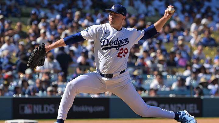 Oct 3, 2026; Los Angeles, California, USA; Los Angeles Dodgers pitcher Tarik Skubal (29) throws during the sixth inning of game one of the NLDS against the Atlanta Braves for the 2026 MLB Playoffs at Uniqlo Field at Dodger Stadium. Mandatory Credit: Jayne Kamin-Oncea-Imagn Images Oct 3, 2026; Los Angeles, California, USA; Los Angeles Dodgers pitcher Tarik Skubal (29) throws during the sixth inning of game one of the NLDS against the Atlanta Braves for the 2026 MLB Playoffs at Uniqlo Field at Dodger Stadium. Mandatory Credit: Jayne Kamin-Oncea-Imagn Images