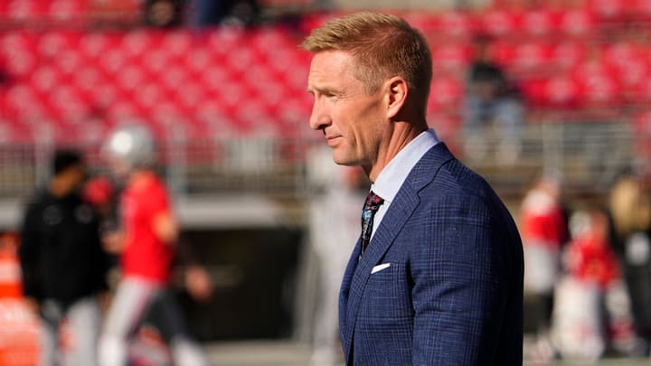 Nov 26, 2022; Columbus, Ohio, USA; Fox Sports announcer Joel Klatt walks across the field prior to the NCAA football game between the Ohio State Buckeyes and the Michigan Wolverines at Ohio Stadium. Mandatory Credit: Adam Cairns-The Columbus Dispatch
Ncaa Football Michigan Wolverines At Ohio State Buckeyes Nov 26, 2022; Columbus, Ohio, USA; Fox Sports announcer Joel Klatt walks across the field prior to the NCAA football game between the Ohio State Buckeyes and the Michigan Wolverines at Ohio Stadium. Mandatory Credit: Adam Cairns-The Columbus Dispatch
Ncaa Football Michigan Wolverines At Ohio State Buckeyes