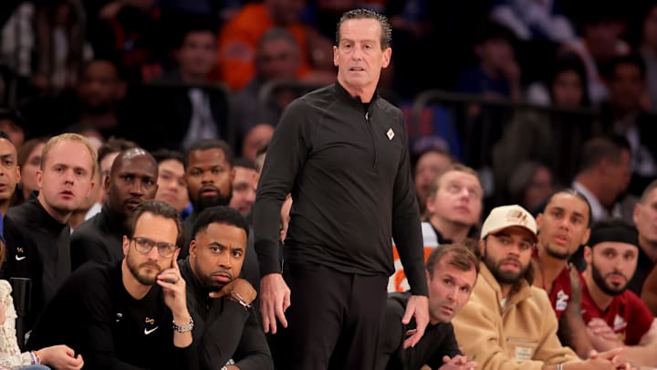 Oct 22, 2025; New York, New York, USA; Cleveland Cavaliers head coach Kenny Atkinson coaches against the New York Knicks during the first quarter at Madison Square Garden. Mandatory Credit: Brad Penner-Imagn Images Oct 22, 2025; New York, New York, USA; Cleveland Cavaliers head coach Kenny Atkinson coaches against the New York Knicks during the first quarter at Madison Square Garden. Mandatory Credit: Brad Penner-Imagn Images