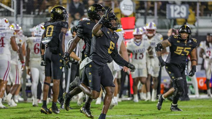 Oct 4, 2025; Orlando, Florida, USA; UCF Knights defensive end Isaiah Nixon (6) reacts after a play during the second half against the Kansas Jayhawks at FBC Mortgage Stadium. Mandatory Credit: Mike Watters-Imagn Images Oct 4, 2025; Orlando, Florida, USA; UCF Knights defensive end Isaiah Nixon (6) reacts after a play during the second half against the Kansas Jayhawks at FBC Mortgage Stadium. Mandatory Credit: Mike Watters-Imagn Images