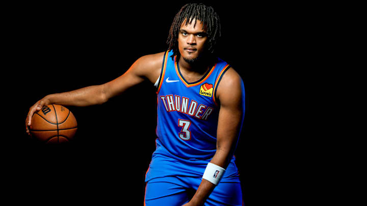 Dillon Jones is pictured during the Thunder media day at the Paycom Center in Oklahoma City, on Monday, Sept. 30, 2024.