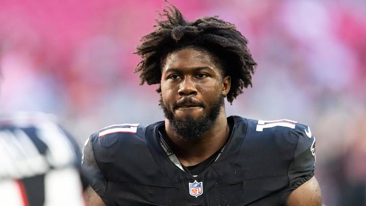 Dec 21, 2025; Glendale, Arizona, USA; Atlanta Falcons linebacker Jalon Walker (11) Mandatory Credit: Mark J. Rebilas-Imagn Images