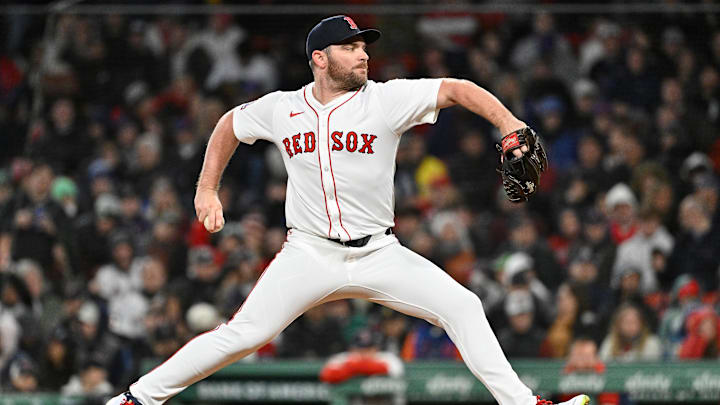 May 21, 2025; Boston, Massachusetts, USA; Boston Red Sox relief pitcher Liam Hendriks (31) pitches against the New York Mets during the sixth inning at Fenway Park. Mandatory Credit: Eric Canha-Imagn Images May 21, 2025; Boston, Massachusetts, USA; Boston Red Sox relief pitcher Liam Hendriks (31) pitches against the New York Mets during the sixth inning at Fenway Park. Mandatory Credit: Eric Canha-Imagn Images