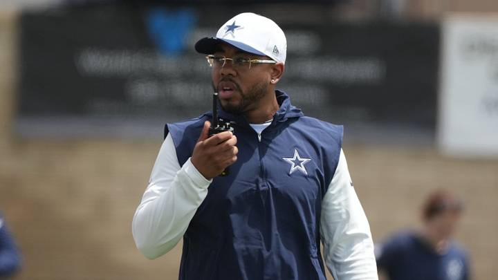 Dallas Cowboys defensive coordinator Christian Parker at training camp at River Ridge Playing Fields. Dallas Cowboys defensive coordinator Christian Parker at training camp at River Ridge Playing Fields.
