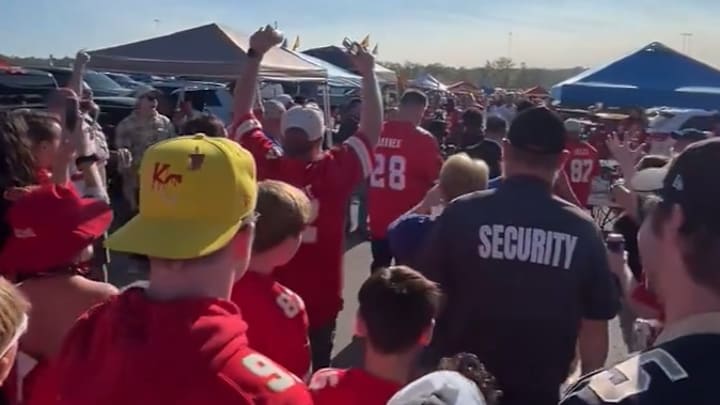 Kelce hung out in the parking lot at Arrowhead Stadium before the Chiefs faced the Saints.