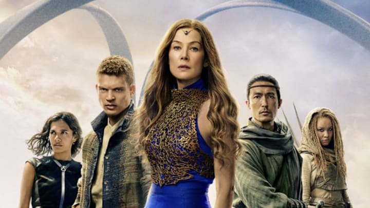 The Wheel of Time Season 3 Panorama Art: Egwene, Rand, Moiraine, Lan, and Aviendha