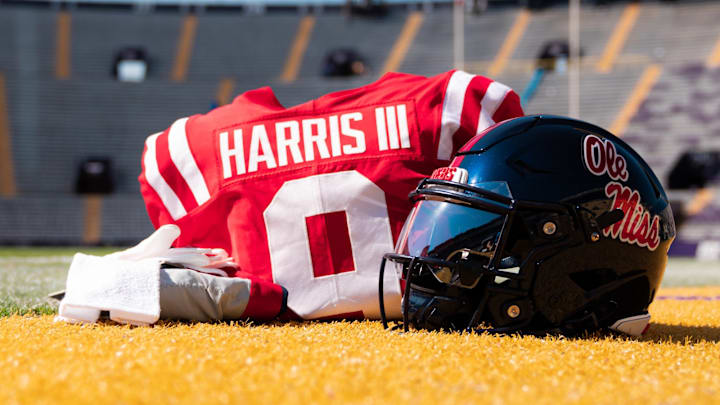 Ole Miss WR Tre Harris' uniform for Saturday night against LSU.