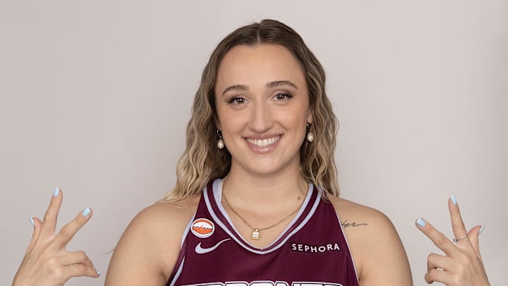 Apr 27, 2026; Toronto, CA, USA; Toronto Tempo guard Dara Mabrey (15) poses for a photo during Media Day. Mandatory Credit: Nick Turchiaro-Imagn Images