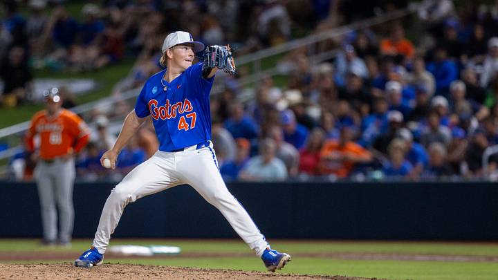 Florida's Aidan King (47) was the starter against Miami in NCAA Gainesville Regionals at Condron Family Ballpark in Gainesville, Florida, Saturday, May 30, 2026. The Gators beat the Hurricanes 22-10. [Cyndi Chambers/ Gainesville Sun] 2026