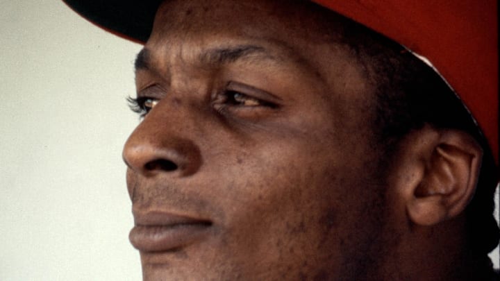July 1968; Los Angeles, CA, USA: FILE PHOTO; St. Louis Cardinals center fielder Curt Flood in the dugout against the Los Angeles Dodgers at Dodger Stadium. Mandatory Credit: Darryl Norenberg-Imagn Images