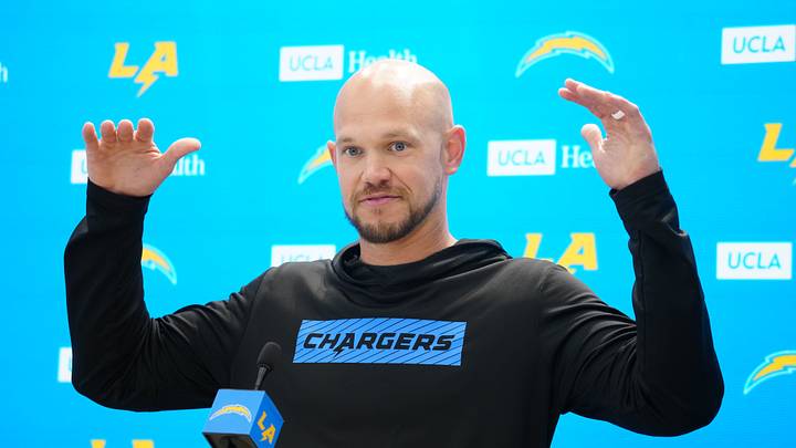 Jun 17, 2026; El Segundo, CA, USA; Los Angeles Chargers defensive coordinator Chris O'Leary at press conference during minicamp at The Bolt. Mandatory Credit: Kirby Lee-Imagn Images