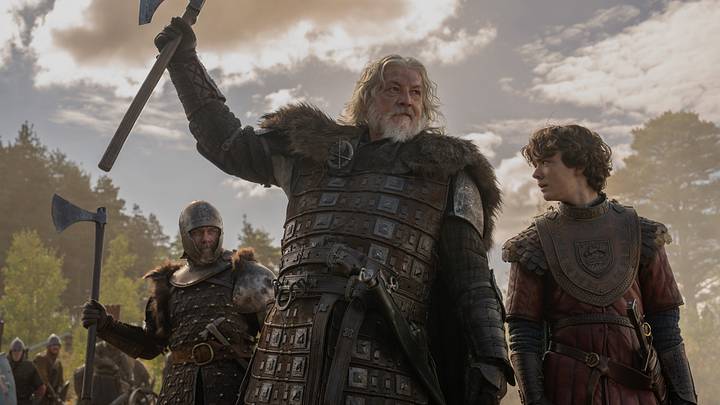 Tommy Flanagan (Roderick Dustin) and Archie Barnes (Oscar Tully) in House of the Dragon season 3. Photograph by Theo Whiteman/HBO. Tommy Flanagan (Roderick Dustin) and Archie Barnes (Oscar Tully) in House of the Dragon season 3. Photograph by Theo Whiteman/HBO.