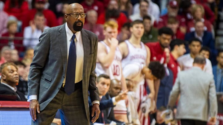 Indiana's Mike Woodson watches during the Indiana versus Minnesota men's basketball game at Simon Skjodt Assembly Hall on Monday, Dec. 9, 2024.