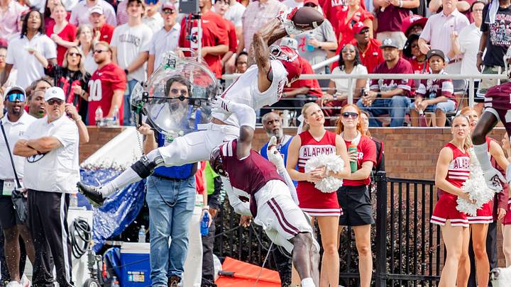 Alabama wide receiver Ryan Coleman-Williams makes a catch in the first half of the game against Mississippi State on Oct 3, 2026. Alabama wide receiver Ryan Coleman-Williams makes a catch in the first half of the game against Mississippi State on Oct 3, 2026.