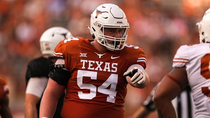 April 23, 2022; Austin, TX, USA; Texas offensive lineman Cole Hutson April 23, 2022; Austin, TX, USA; Texas offensive lineman Cole Hutson