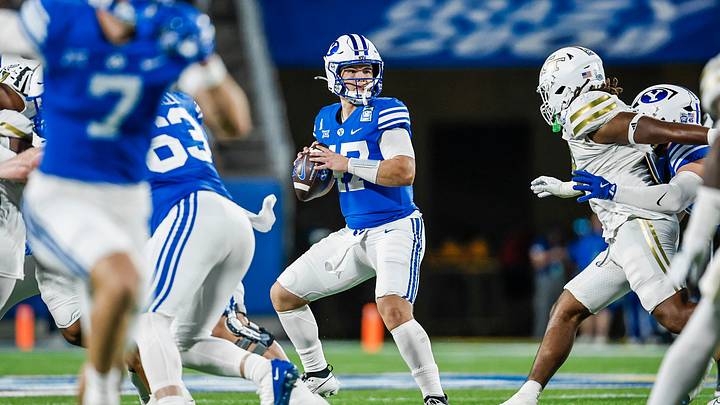 BYU quarterback Bear Bachmeier in the Pop-Tarts Bowl against Georgia Tech BYU quarterback Bear Bachmeier in the Pop-Tarts Bowl against Georgia Tech