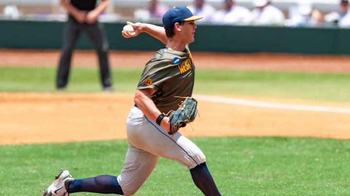 Starting Pitcher Griffin Kim 54, The LSU Tigers take on the West Virginia Mountaineers in game 1 of the 2025 NCAA Div 1 Super Regional Baseball Championship at Alex Box Stadium in Baton Rouge, LA. Saturday, June 7, 2025.
