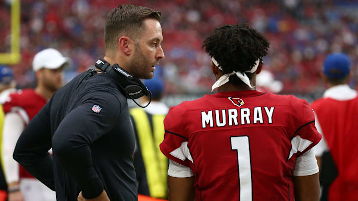 Cardinals head coach Kliff Kingsbury talks to quarterback Kyler Murray (1) during the second half of a game against the Lions on Sept. 8. Cardinals head coach Kliff Kingsbury talks to quarterback Kyler Murray (1) during the second half of a game against the Lions on Sept. 8.