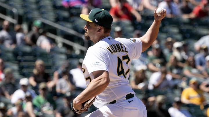May 14, 2026; West Sacramento, California, USA; Athletics pitcher Joel Kuhnel (47) delivers a pitch against the St. Louis Cardinals during the ninth inning at Sutter Health Park. Mandatory Credit: D. Ross Cameron-Imagn Images May 14, 2026; West Sacramento, California, USA; Athletics pitcher Joel Kuhnel (47) delivers a pitch against the St. Louis Cardinals during the ninth inning at Sutter Health Park. Mandatory Credit: D. Ross Cameron-Imagn Images