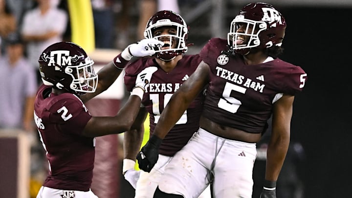 Texas A&M Aggies defensive back Jacoby Mathews, defensive lineman Fadil Diggs, and defensive lineman Shemar Turner 