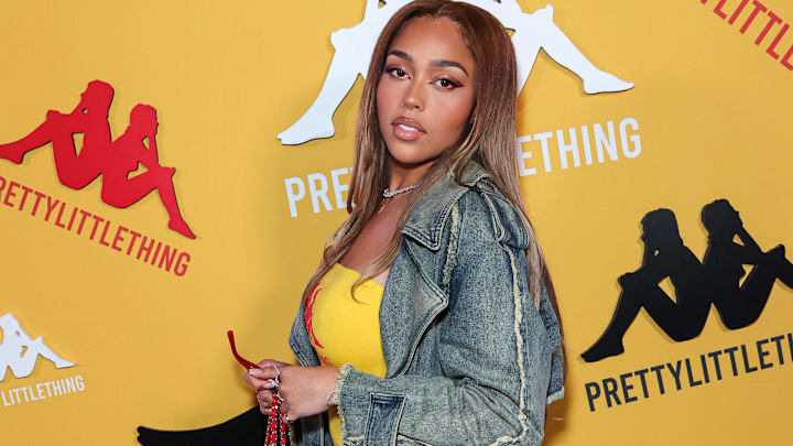 Jordyn Woods arrives at the PrettyLittleThing X Kappa Launch Party in Los Angeles. Jordyn Woods arrives at the PrettyLittleThing X Kappa Launch Party in Los Angeles.