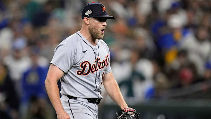 Will Vest of Detroit Tigers celebrates big play Will Vest of Detroit Tigers celebrates big play