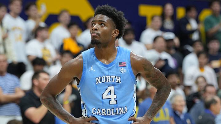 Jan 17, 2026; Berkeley, California, USA; North Carolina Tar Heels guard Jaydon Young (4) reacts during the second half against the California Golden Bears at Haas Pavilion. Mandatory Credit: Darren Yamashita-Imagn Images Jan 17, 2026; Berkeley, California, USA; North Carolina Tar Heels guard Jaydon Young (4) reacts during the second half against the California Golden Bears at Haas Pavilion. Mandatory Credit: Darren Yamashita-Imagn Images