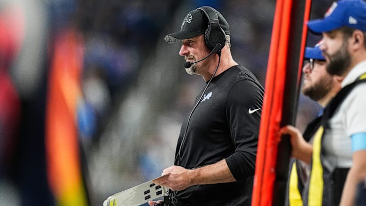 Detroit Lions head coach Dan Campbell watches a play against Minnesota Vikings during the first half at Ford Field in Detroit on Sunday, Jan. 5, 2025.