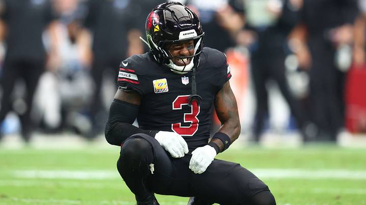 Arizona Cardinals safety Budda Baker (3) reacts after a play during the second quarter at State Farm Stadium. Mandatory Credit: Mark J. Rebilas-Imagn Images Arizona Cardinals safety Budda Baker (3) reacts after a play during the second quarter at State Farm Stadium. Mandatory Credit: Mark J. Rebilas-Imagn Images