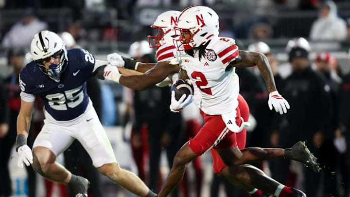 Nebraska's Jacory Barney Jr. returns a kickoff against Penn State. Nebraska's Jacory Barney Jr. returns a kickoff against Penn State.