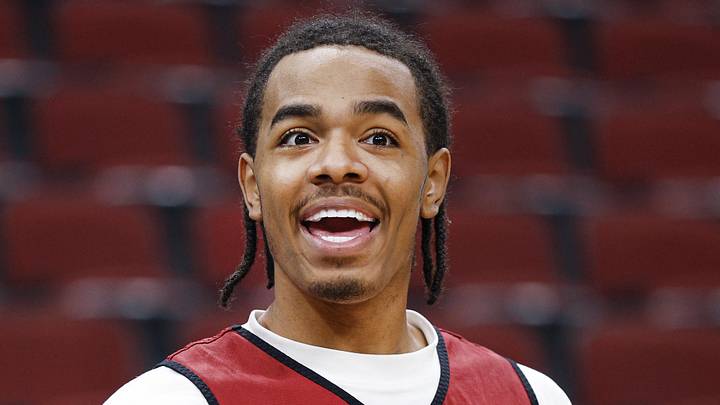 Mar 26, 2026; Chicago, IL, USA; Alabama Crimson Tide guard Labaron Philon (0) reacts during a practice session ahead of the Midwest regional of the men's 2026 NCAA Tournament at United Center. Mandatory Credit: Kamil Krzaczynski-Imagn Images Mar 26, 2026; Chicago, IL, USA; Alabama Crimson Tide guard Labaron Philon (0) reacts during a practice session ahead of the Midwest regional of the men's 2026 NCAA Tournament at United Center. Mandatory Credit: Kamil Krzaczynski-Imagn Images