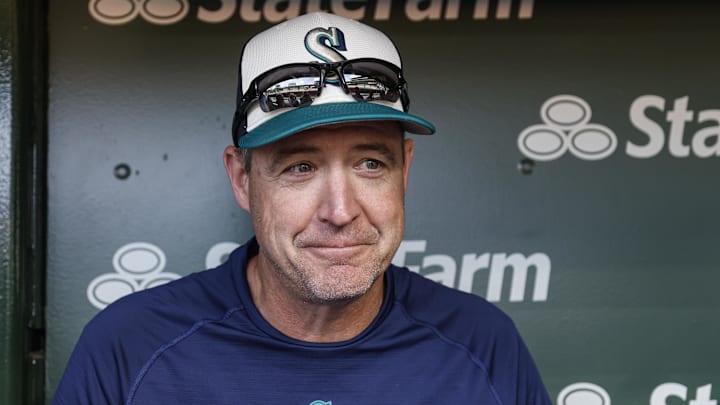 Seattle Mariners manager Dan Wilson speaks with the media before  a game against the Chicago Cubs on June 22 at Wrigley Field.