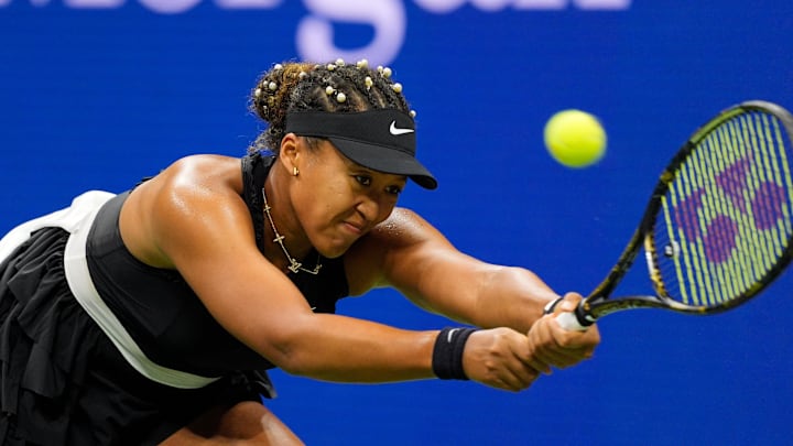 Naomi Osaka returns a ball during the 2024 U.S. Open.