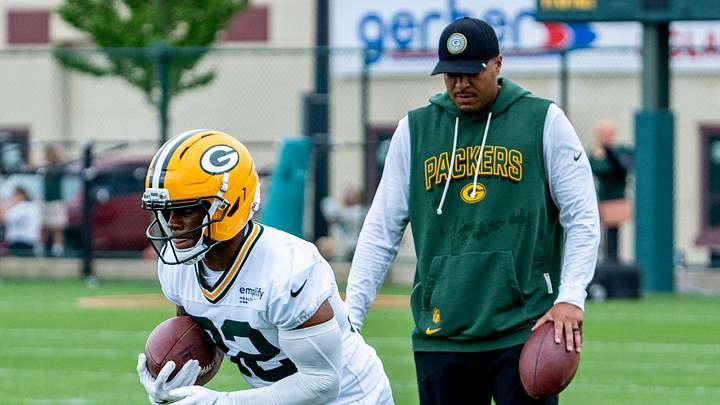 Green Bay Packers running back MarShawn Lloyd (32) runs the ball during the second day of training camp on Thursday, July 24, 2025, at Ray Nitschke Field in Ashwaubenon, Wis. Green Bay Packers running back MarShawn Lloyd (32) runs the ball during the second day of training camp on Thursday, July 24, 2025, at Ray Nitschke Field in Ashwaubenon, Wis.