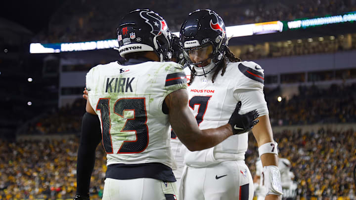 CJ Stroud and Christian Kirk celebrate after a Houston Texans touchdown