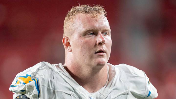 August 23, 2025; Santa Clara, California, USA; Los Angeles Chargers center Josh Kaltenberger (63) after the game against the San Francisco 49ers at Levi's Stadium. Mandatory Credit: Kyle Terada-Imagn Images August 23, 2025; Santa Clara, California, USA; Los Angeles Chargers center Josh Kaltenberger (63) after the game against the San Francisco 49ers at Levi's Stadium. Mandatory Credit: Kyle Terada-Imagn Images